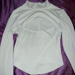 Light green Long sleeved Crop Top